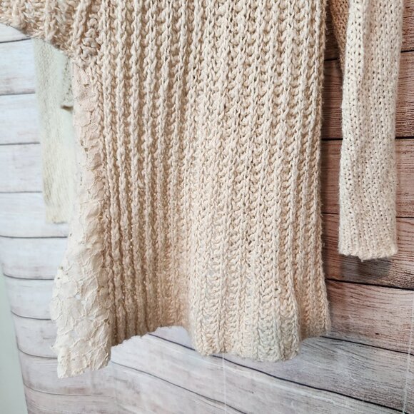 Anthropologie Sirretta Cardigan With Lace Trim Knitted & Knotted Women's Size L - Picture 10 of 16